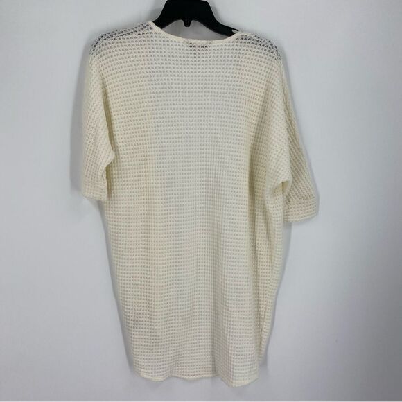 Decree Cream Open-Front Textured Short Sleeve Cardigan size XS - Picture 3 of 3